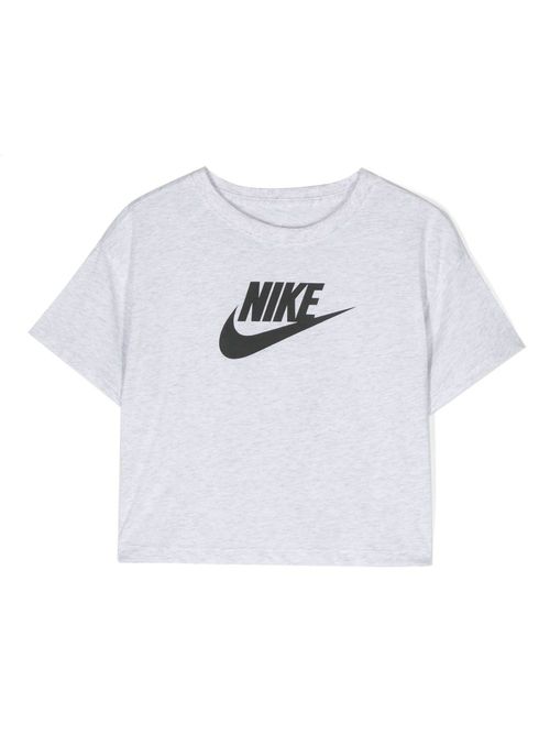 Logo-print cropped T-shirt - Grey
