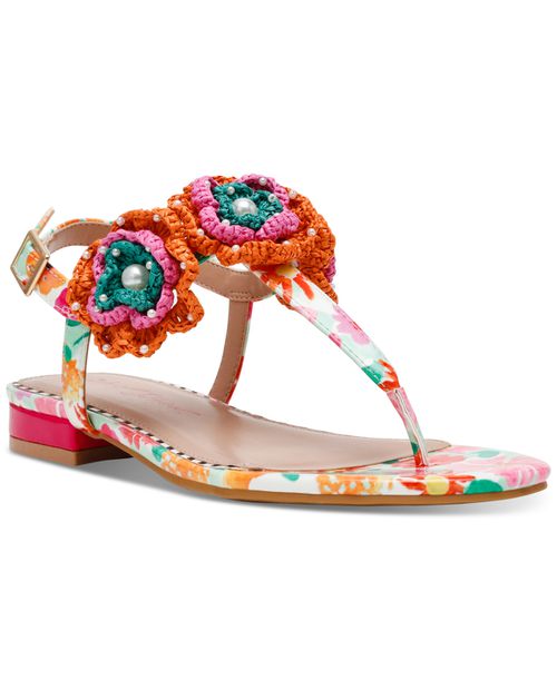 Women's Cindii Crochet Thong Slide Sandals - White Multi