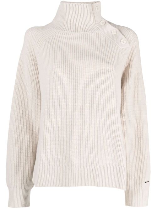 Ribbed-knit wool jumper - Neutrals