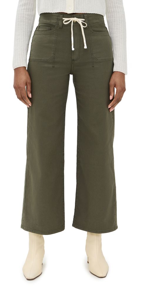 Ari Waistband Tie and Stitch Thru Utility Pockets Pants Vintage Forester Green
