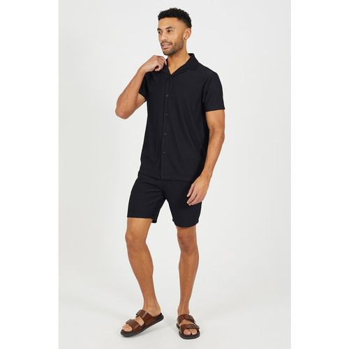 Brave Soul Mens Black Pleated Shorts - X-Large