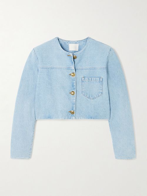 Priah Cropped Denim Jacket - Blue