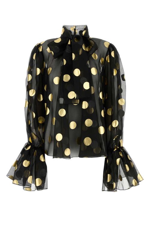 Printed Organza Blouse — Black
