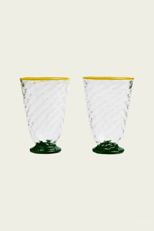 Quilted Glasses Set of 2 in Green