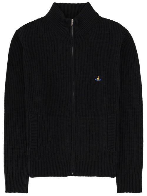 Black Knitted Mock Collar Sweater