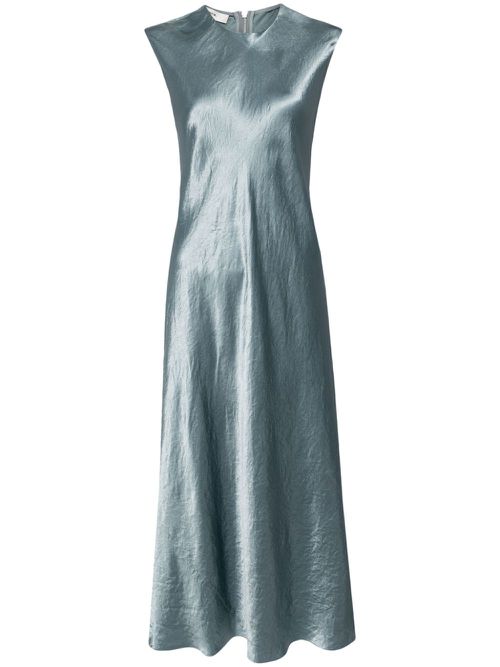 Satin cap-sleeve dress - Green