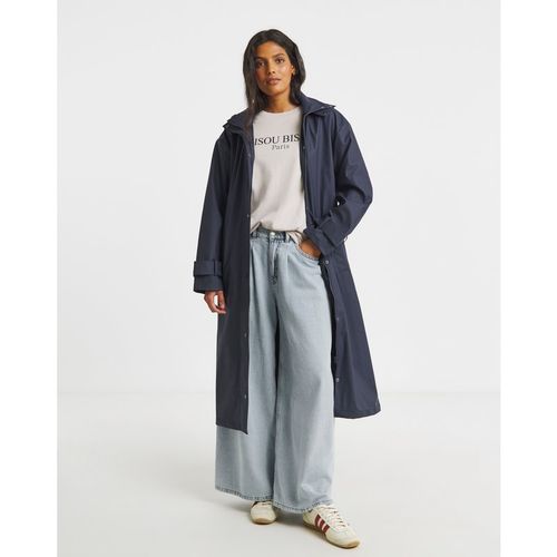 Navy Longline Rubberised Raincoat