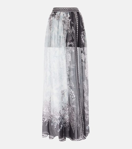 Printed silk chiffon maxi skirt