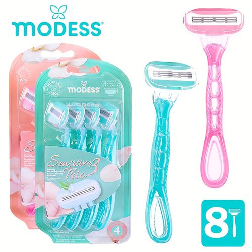 TEMU Modess Sensitive Women's Shaving Razors In Packs - Soft Teal/, Designed For A Comfortable And For Skin