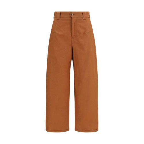 Organic Cotton Canvas Barrel-Leg Trousers — Orange