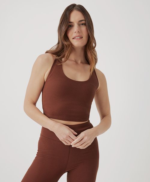 Women's Mahogany Brown On the Go-To Rib Crop Tank