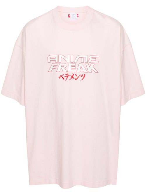 Slogan-print cotton T-shirt - Pink