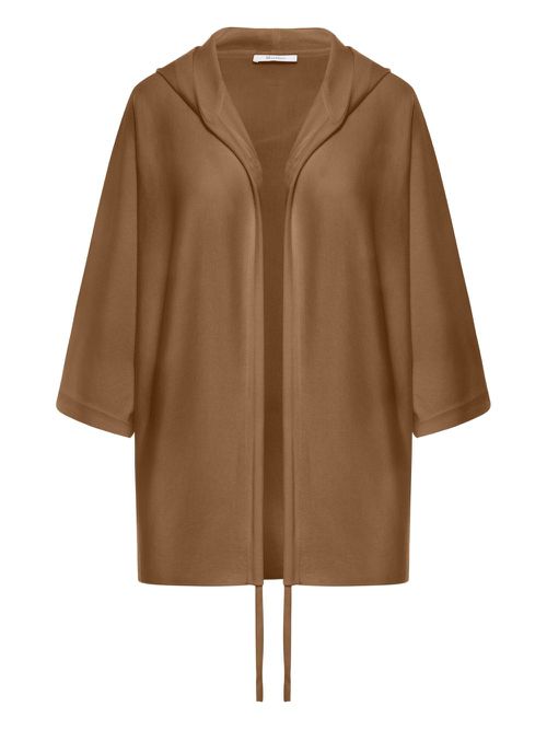 Hooded wool cardi-coat - Brown
