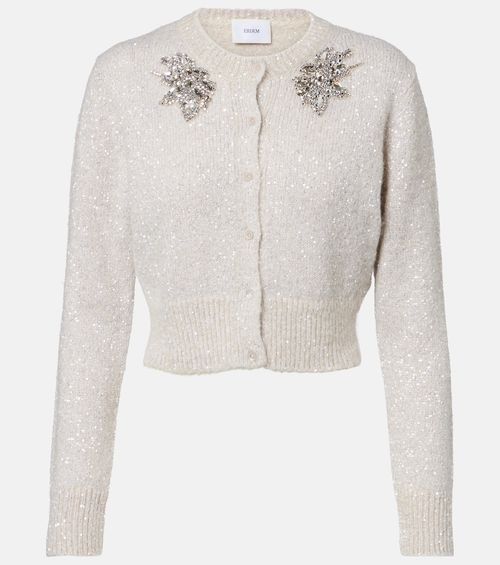 Embellished cropped alpaca-blend cardigan