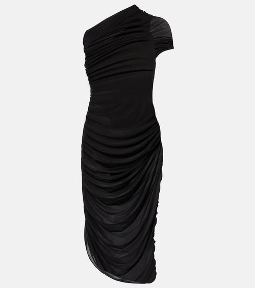 One-shoulder ruched midi dress