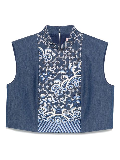 Embroidered vest - Blue