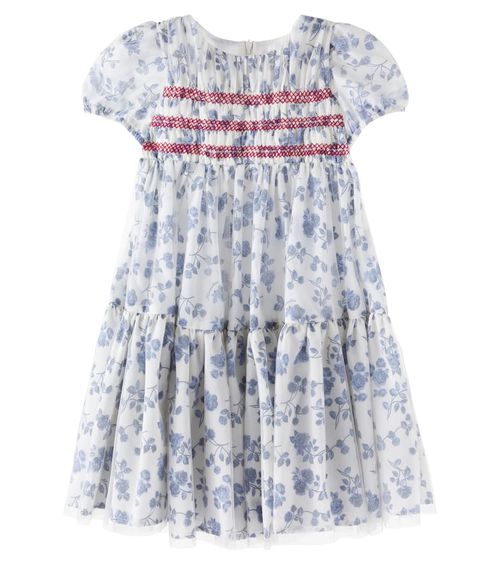 Floral embroidered mesh dress