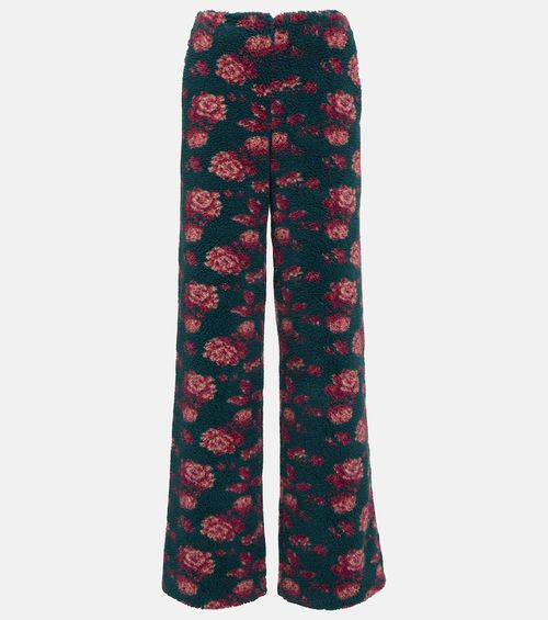 High-rise floral teddy straight pants
