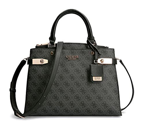 GUESS Zadie Logo Girlfriend Satchel Coal Logo One Size