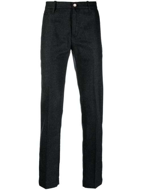 Mélange-effect tailored cotton trousers - Grey