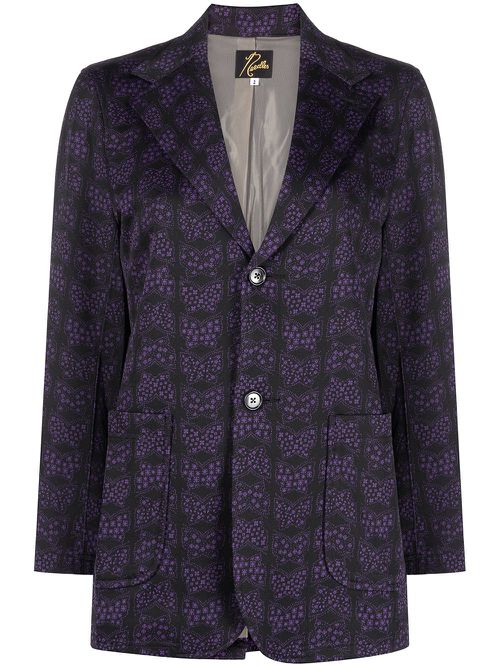 Butterfly-pattern single-breasted blazer - Purple