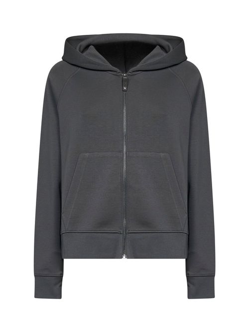 Cotton-Blend Zip-Up Hoodie — Gray
