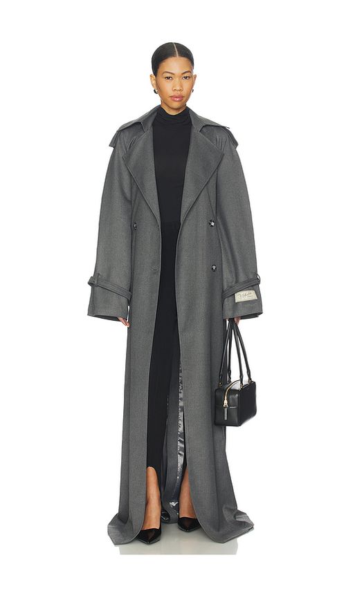 Milkwhite Long Trench Coat in Grey. - S also in
