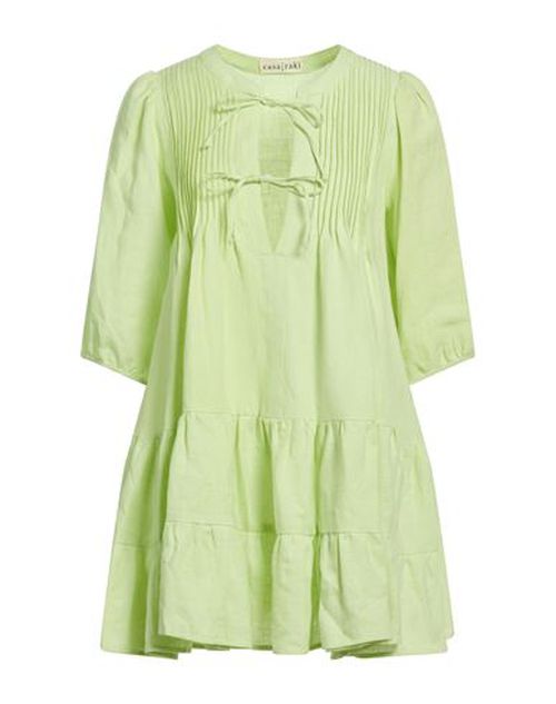 Woman Mini dress Lime green Size S Organic Linen
