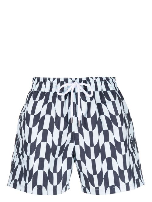 Abstract-print swim shorts - Blue