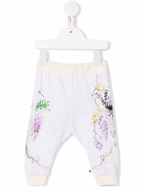 Floral-print organic-cotton track pants - Neutrals