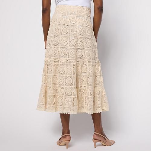 TowerHill by Christie Brinkley Tiered Crocheted Skirt - Black