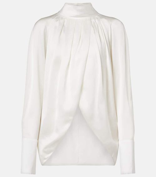Draped silk satin blouse