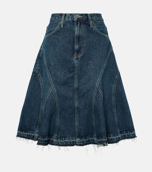 Re/Done Pleated denim midi skirt