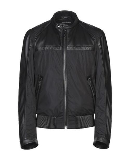 Man Jacket Black Size 38 Nylon, Lambskin