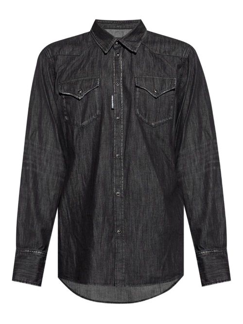 Long-sleeved denim shirt - Black