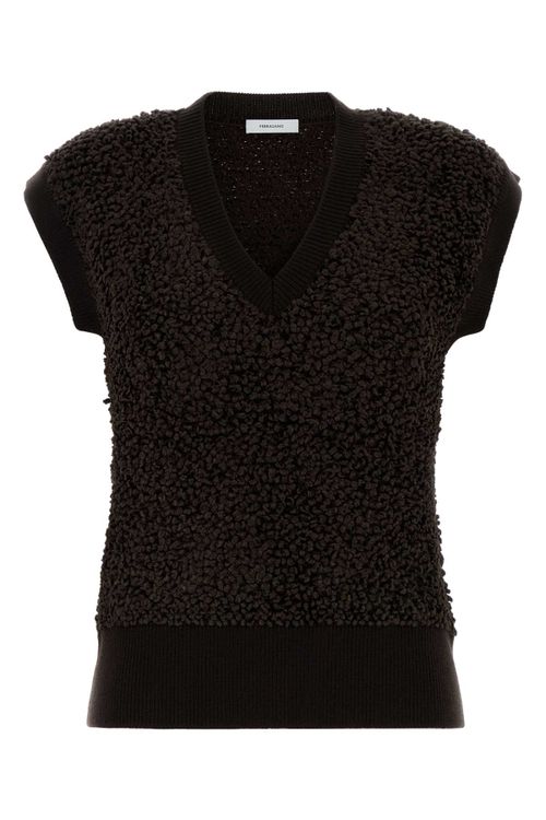 Boucle Knit Vest — Black