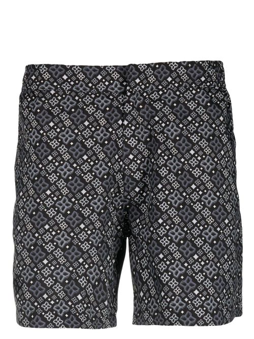 Abstract-pattern swim shorts - Black