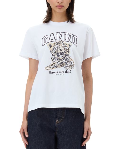 White Basic Jersey Leopard Relaxed Tee