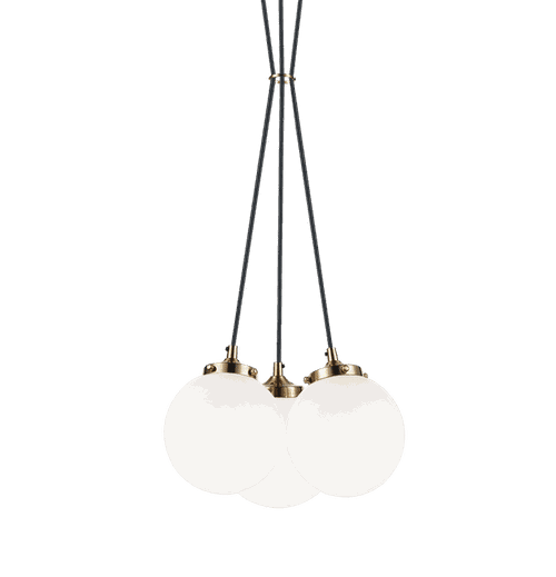 Aged Gold Brass Three Light Pendant from the The Bougie Collection