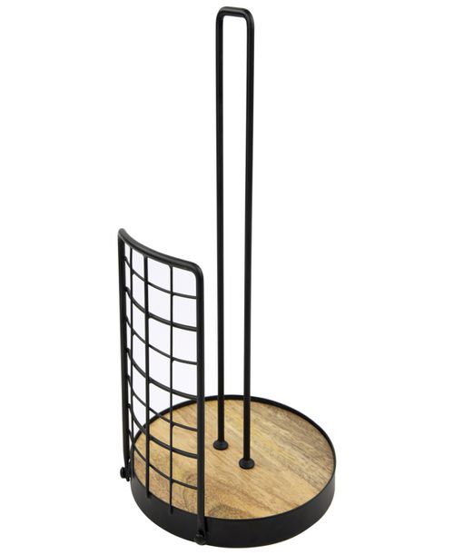 Madison Paper Towel Holder for Countertop Storage - Light Wood, Black
