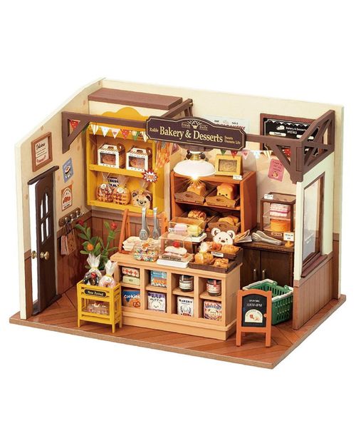 "Diy Miniature Dollhouse Kit Becka's Baking House Birthday, Brown, 8.5""5.9""6.2"" - Brown"
