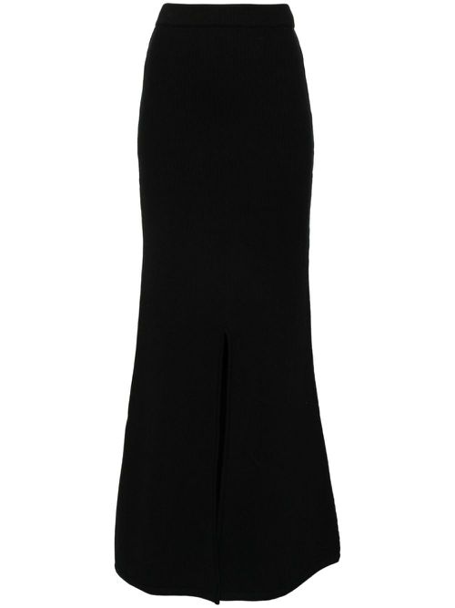 Ribbed maxi skirt - Black