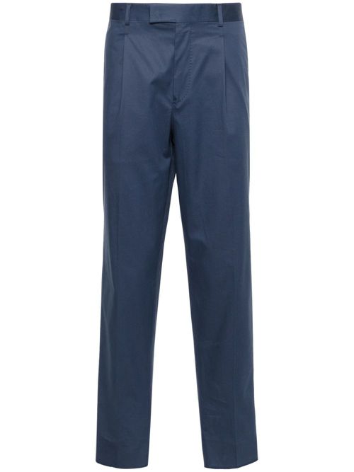 Stretch-cotton tailored trousers - Blue