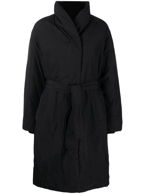 Padded single-breasted coat - Black