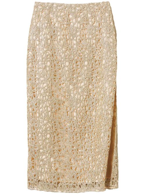 Woven midi skirt - Gold