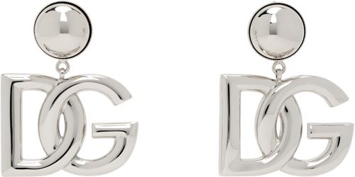 Dolce & Gabbana Silver Kim Kardashian Edition 'DG' Logo Clip-On Earrings
