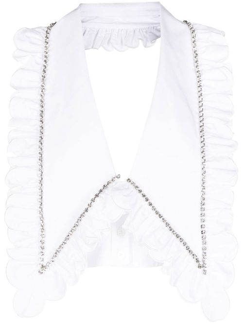 Crystal-embellished cropped top - White