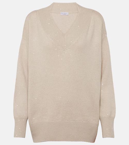 Embellished cashmere and silk sweater