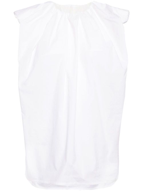 Frilled-neck cotton T-shirt - White