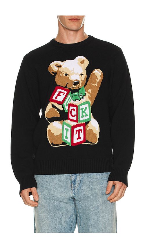 HUF Gift Bear Intarsia Sweater in Black. L. Also in S, M, XL/1X